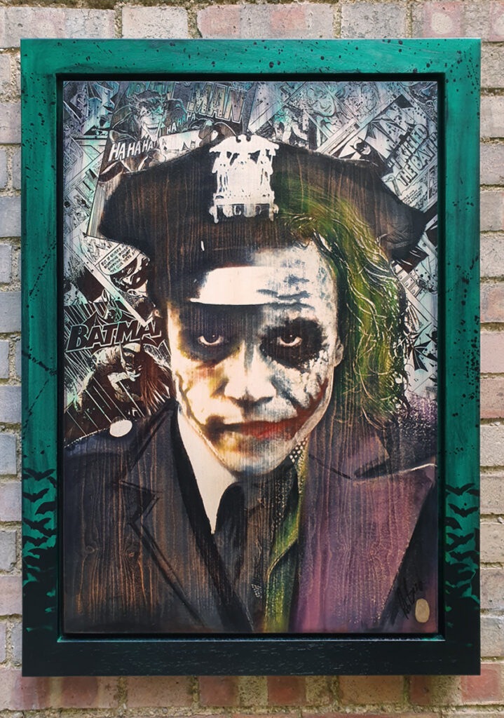 The Joker (Heath Ledger) by Rob Bishop, Art on Wood - CLK Art