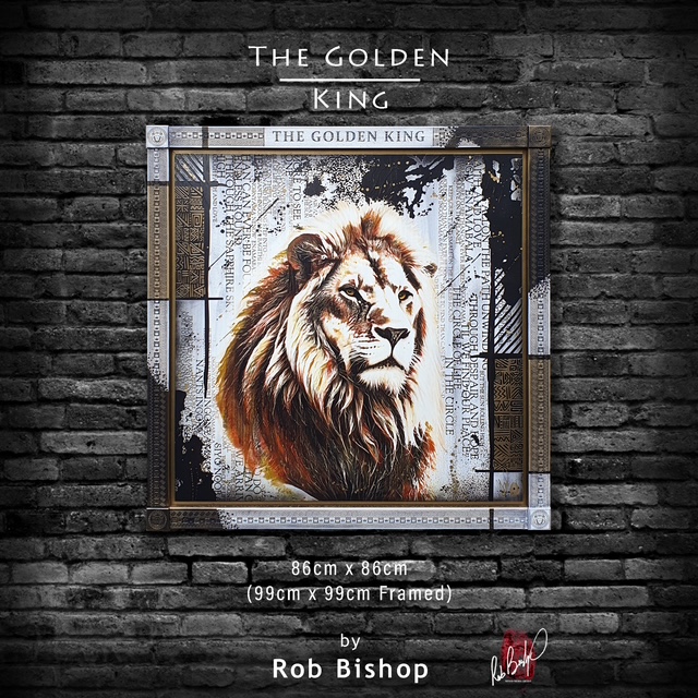 The_Golden_King_Rob_Bishop_premium_deluxe_art_on_wood_original_variation_framed